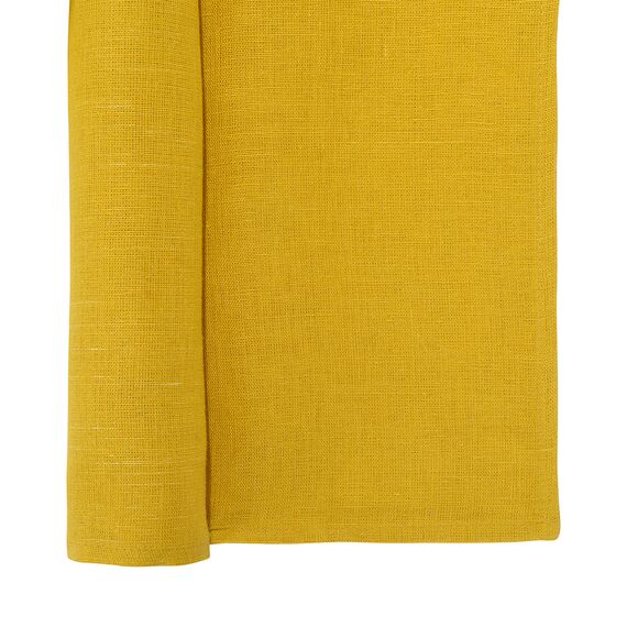 Салфетка под приборы из стираного льна горчичного цвета из коллекции Essential, 35х45 см, изображение 3