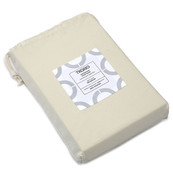 Простыня на резинке из сатина серо-бежевого цвета с брашинг-эффектом из коллекции Essential, 180х200 см, Tkano, изображение 10