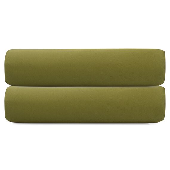 Простыня на резинке из премиального сатина оливкового цвета из коллекции Essential, 180х200х30 см, Tkano