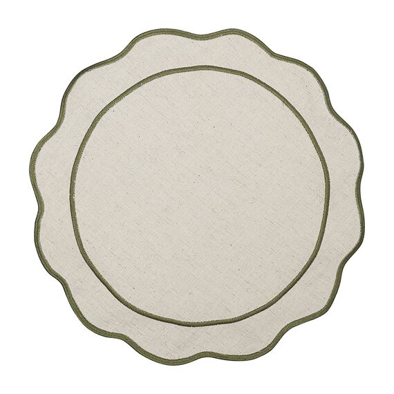 Салфетка под приборы Anemone из коллекции Trendy Ruffles, 40 см, оливковый, Tkano