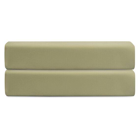 Простыня на резинке из сатина цвета шалфея с брашинг-эффектом из коллекции Essential, 180х200х30 см, Tkano
