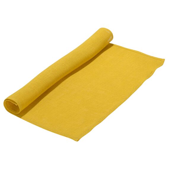 Салфетка сервировочная из стираного льна горчичного цвета из коллекции Essential, 45х45 см, изображение 2