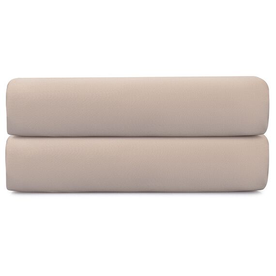Простыня на резинке из премиального сатина бежевого цвета из коллекции Essential, 200х200х30 см, Tkano