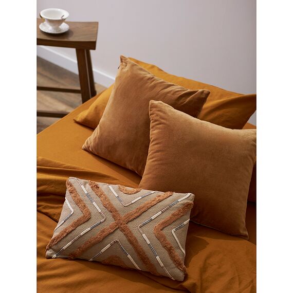 Простыня на резинке изо льна и хлопка цвета карри из коллекции Essential, 180х200х30 см, Tkano, изображение 4