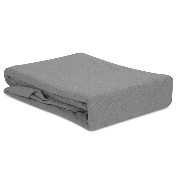 Простыня на резинке из хлопкового трикотажа серого цвета из коллекции Essential, 160х200х30 см, Tkano, изображение 8