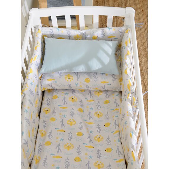 Простыня на резинке из сатина с принтом Oceania world из коллекции Tiny world, 90х200х28 см, изображение 2