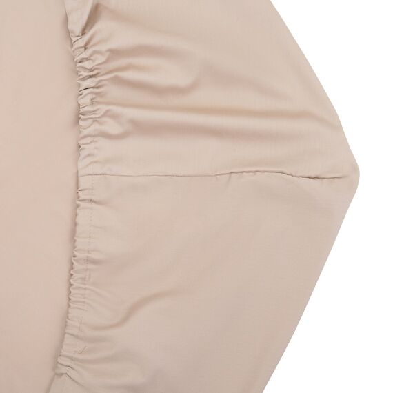 Простыня на резинке из сатина бежевого цвета из коллекции Essential, 180х200 см, изображение 3