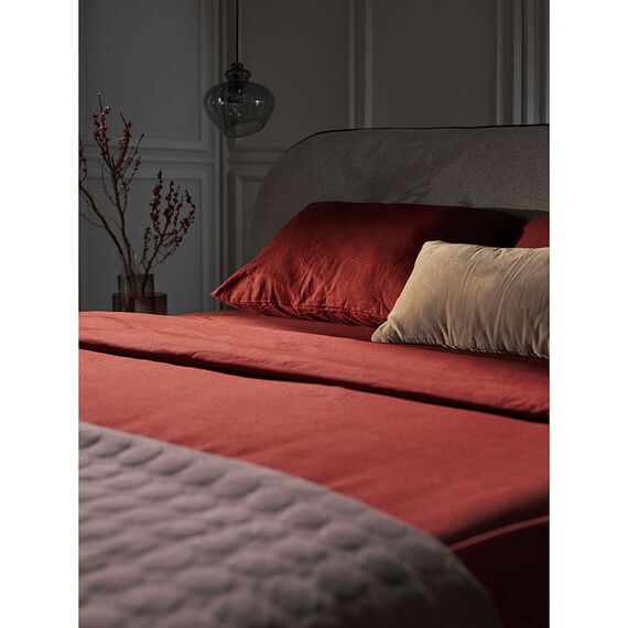 Простыня на резинке изо льна и хлопка цвета копченой паприки из коллекции Essential, 180х200х30 см, Tkano, изображение 5