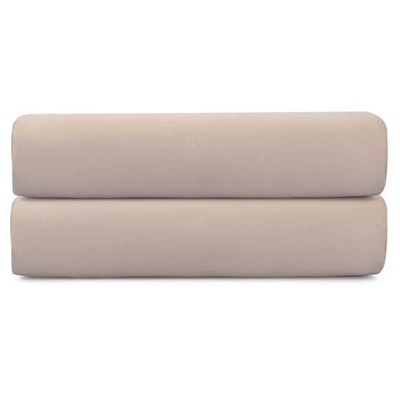 Простыня на резинке из премиального сатина бежевого цвета из коллекции Essential, 180х200х30 см, Tkano