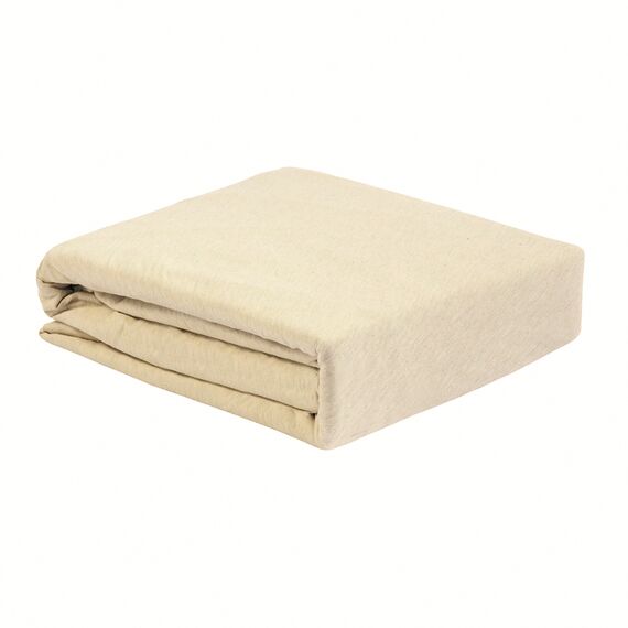 Простыня на резинке из хлопкового трикотажа серо-бежевого цвета из коллекции Essential, 160х200х30 см, Tkano, изображение 10