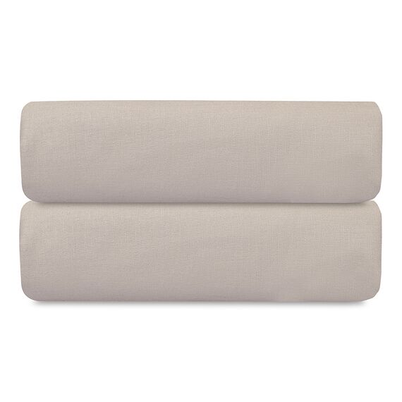 Простыня на резинке изо льна и хлопка серо-бежевого цвета из коллекции Essential, 180х200х30 см, Tkano