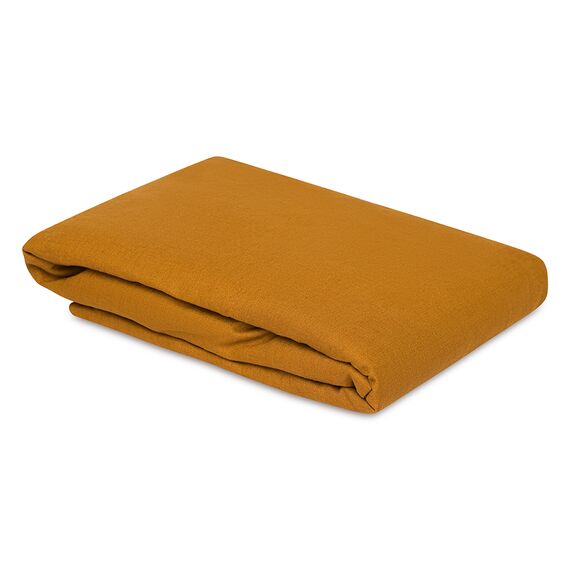 Простыня изо льна и хлопка цвета карри из коллекции Essential, 240х270 см, Tkano