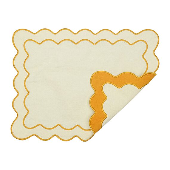 Салфетка под приборы с контрастным кантом горчичного цвета из коллекции Trendy Ruffles, 35х45 см, Tkano, изображение 2