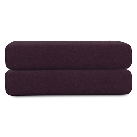 Простыня на резинке из стираного перкаля сливового цвета из коллекции Essential, 160х200х30 см, Tkano