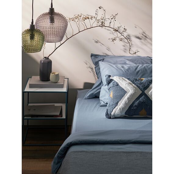 Простыня на резинке из сатина джинсово-синего цвета с брашинг-эффектом из коллекции Essential, 180х200х30 см, Tkano, изображение 2