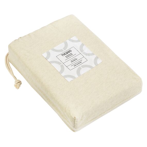 Простыня на резинке из хлопкового трикотажа серо-бежевого цвета из коллекции Essential, 160х200х30 см, Tkano, изображение 13