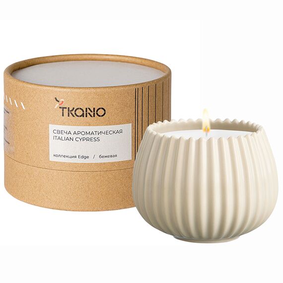 Свеча ароматическая Italian Cypress из коллекции Edge, бежевый, 30 ч, Tkano