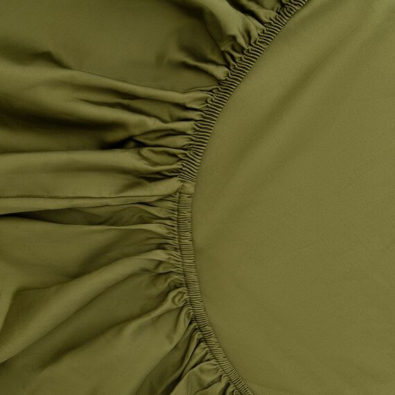 Простыня на резинке из сатина из коллекции Meditation, olive, 180х200х30 см, Tkano, изображение 11