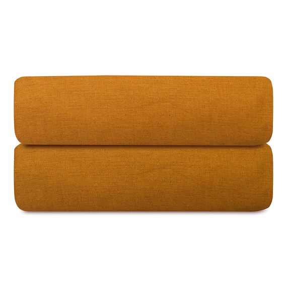 Простыня на резинке изо льна и хлопка цвета карри из коллекции Essential, 160х200х30 см, Tkano