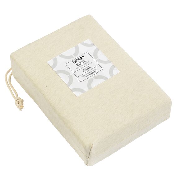 Простыня на резинке из хлопкового трикотажа серо-бежевого цвета из коллекции Essential, 180х200х30 см, Tkano, изображение 13