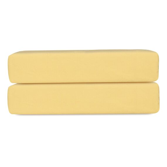 Простыня на резинке из стираного перкаля светло-желтого цвета из коллекции Essential, 160х200х30 см, Tkano