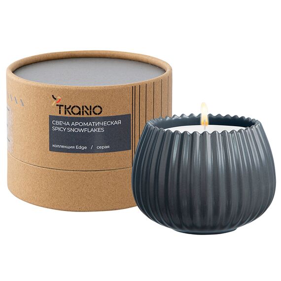 Свеча ароматическая Spicy Snowflakes из коллекции Edge, серый, 30 ч, Tkano