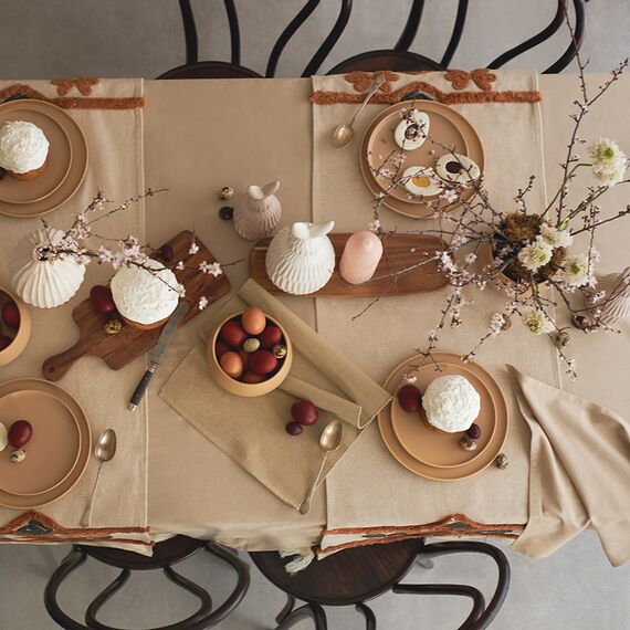 Скатерть из хлопка бежевого цвета из коллекции Essential, 170х170 см, изображение 5