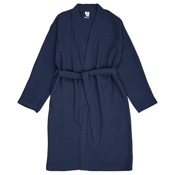 Халат из многослойного муслина темно-синего цвета из коллекции Essential, размер M, Tkano, изображение 5