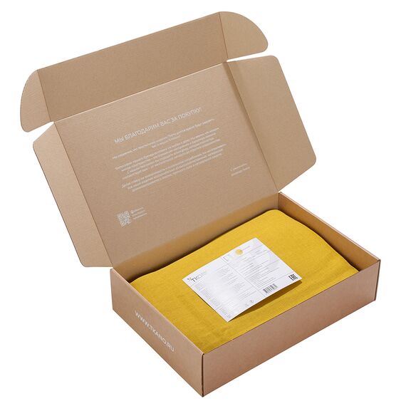 Скатерть из стираного льна горчичного цвета из коллекции Essential, 170х170 см, изображение 4