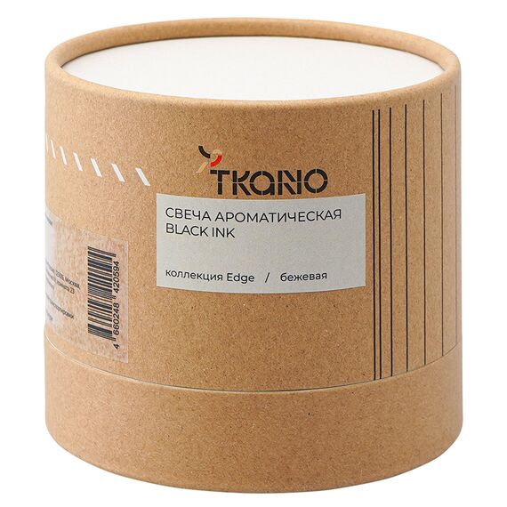 Свеча ароматическая с деревянным фитилём Black Ink из коллекции Edge, бежевый, 60 ч, Tkano, изображение 5