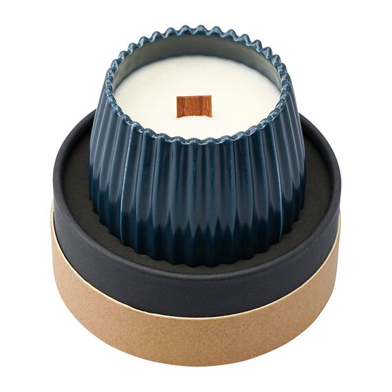 Свеча ароматическая с деревянным фитилём Hugs and Cookies из коллекции Edge, синий, 60 ч, Tkano, изображение 3