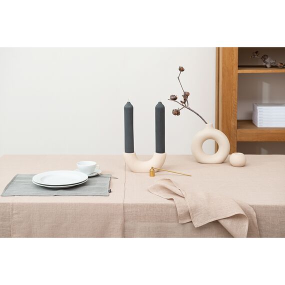 Скатерть из стираного льна бежевого цвета из коллекции Essential, 170х170 см, изображение 4