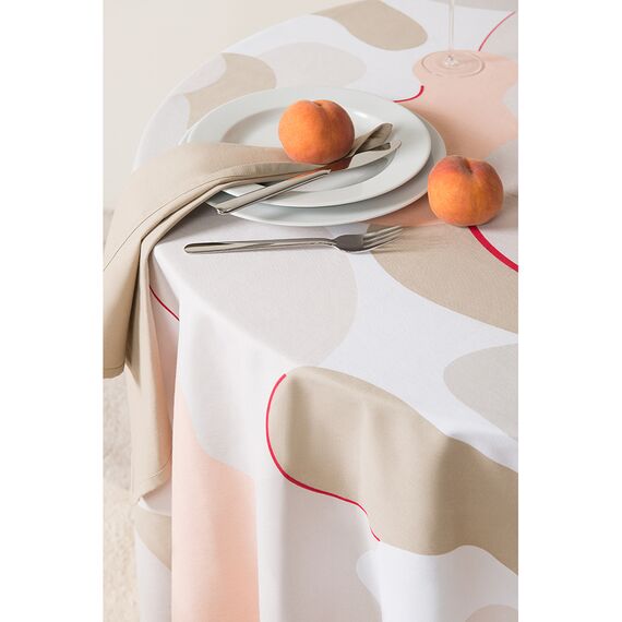 Скатерть из хлопка бежевого цвета с авторским принтом из коллекции Freak Fruit, 170х170 см, изображение 3