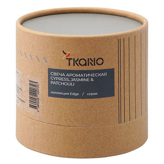 Свеча ароматическая с деревянным фитилём Cypress, Jasmine & Patchouli из коллекции Edge, серый, 60 ч, Tkano, изображение 6