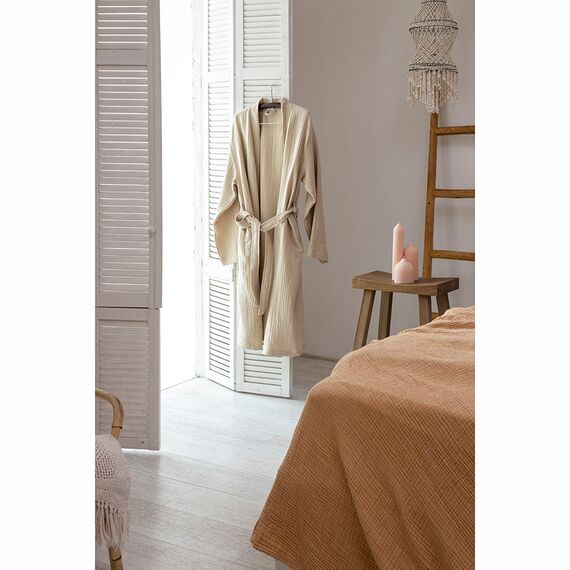 Халат из многослойного муслина бежевого цвета из коллекции Essential, размер L, Tkano, изображение 17