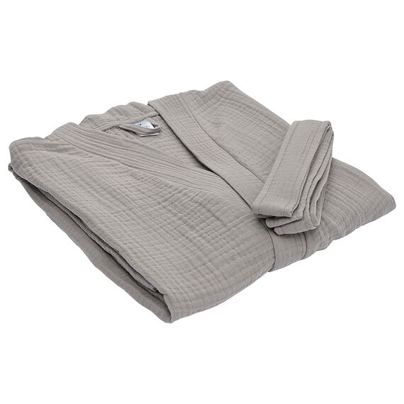 Халат из многослойного муслина серого цвета из коллекции Essential, размер M, Tkano, изображение 9