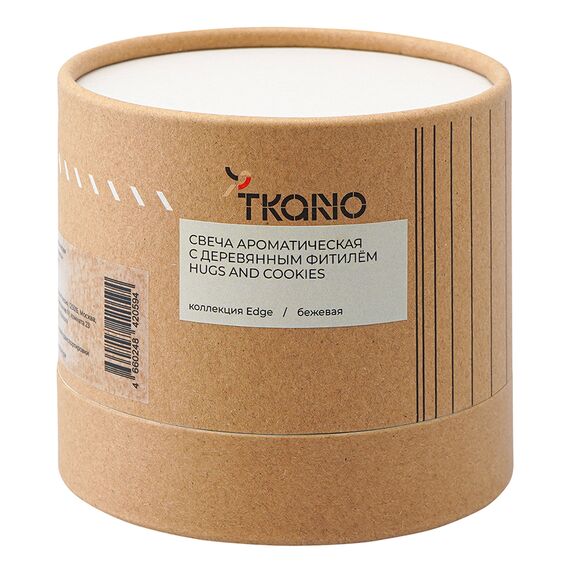 Свеча ароматическая с деревянным фитилём Hugs and Cookies из коллекции Edge, бежевый, 60 ч, Tkano, изображение 4