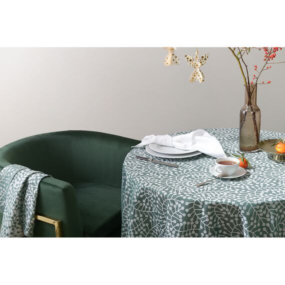 Скатерть из хлопка зеленого цвета с рисунком Спелая смородина, Scandinavian touch, 180х260см, изображение 3