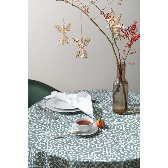 Скатерть из хлопка зеленого цвета с рисунком Спелая смородина, Scandinavian touch, 180х260см, изображение 4