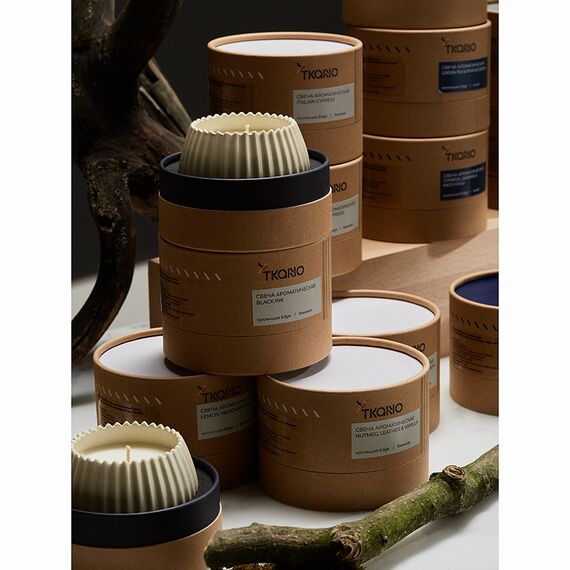 Свеча ароматическая Sandalwood, Bergamot & Citrus из коллекции Edge, бежевый, 30 ч, Tkano, изображение 5