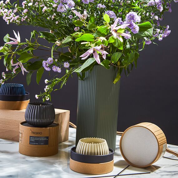 Свеча ароматическая Sandalwood, Bergamot & Citrus из коллекции Edge, бежевый, 30 ч, Tkano, изображение 3