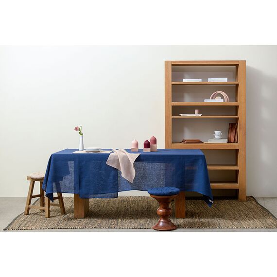 Скатерть из стираного льна синего цвета из коллекции Essential, 170х170 см, изображение 6