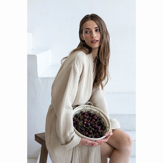 Халат из многослойного муслина бежевого цвета из коллекции Essential, размер L, Tkano, изображение 6