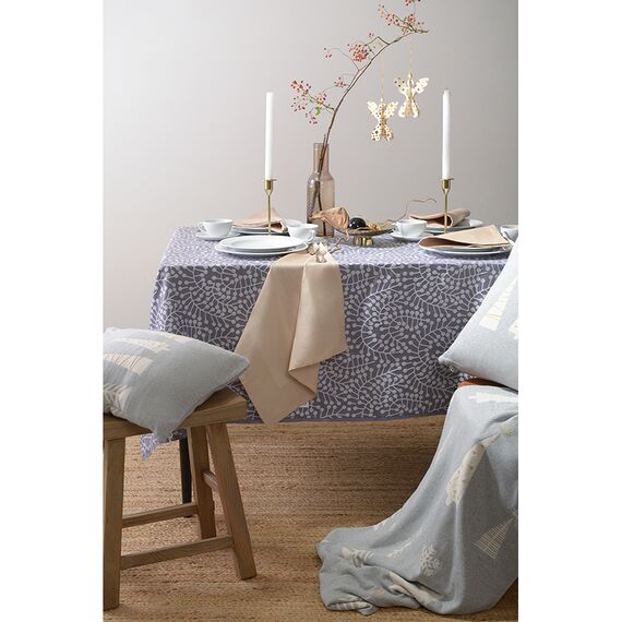 Скатерть из хлопка фиолетово-серого цвета с рисунком Спелая смородина, Scandinavian touch, 180х260см, изображение 2