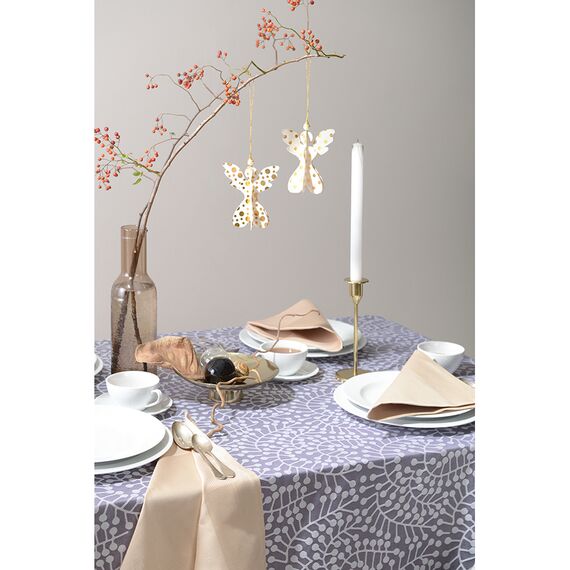 Скатерть из хлопка фиолетово-серого цвета с рисунком Спелая смородина, Scandinavian touch, 180х180см, изображение 4