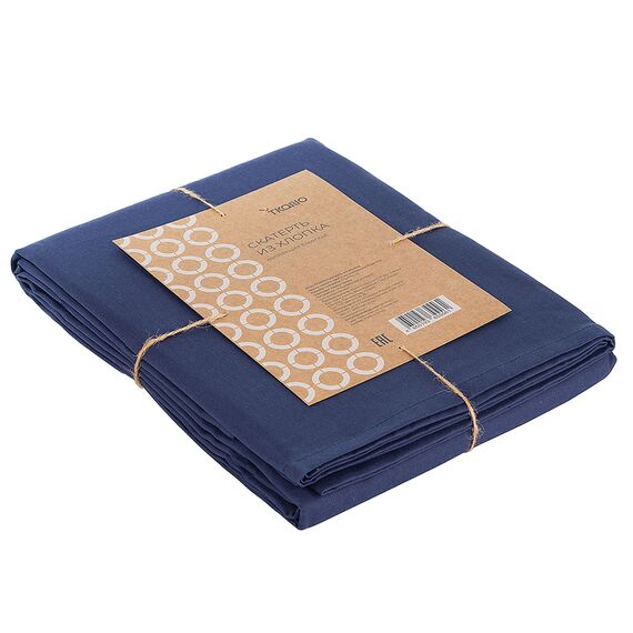 Скатерть из хлопка темно-синего цвета из коллекции Essential, 170х170 см, изображение 6