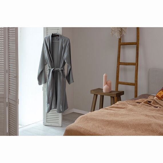 Халат из многослойного муслина серого цвета из коллекции Essential, размер M, Tkano, изображение 14