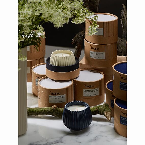 Свеча ароматическая Vetiver & Black cypress из коллекции Edge, синий, 30 ч, Tkano, изображение 2