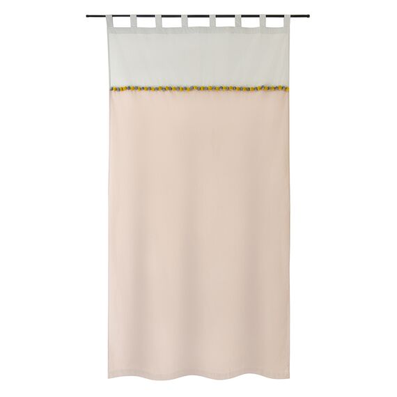 Штора из хлопка с помпонами бежево-серого цвета из коллекции Essential, 150х290 см, Tkano