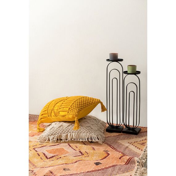 Чехол на подушку макраме с бахромой бежевого цвета из коллекции Ethnic, 45х45 см, изображение 8